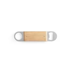 Abridor de garrafas duplo em aço inox com corpo em bambu Personalizado Abridor de garrafas duplo em aço inox com corpo em bambu Personalizado