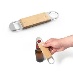 Abridor de garrafas duplo em aço inox com corpo em bambu Personalizado Abridor de garrafas duplo em aço inox com corpo em bambu Personalizado