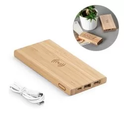 Bateria portátil em bambu 5.000 mAh Personalizada Bateria portátil em bambu 5.000 mAh Personalizada