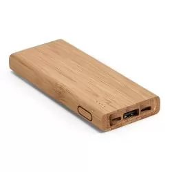Bateria portátil em bambu com bateria de lítio 5.000 mAh Personalizada Bateria portátil em bambu com bateria de lítio 5.000 mAh Personalizada