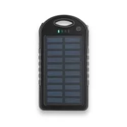 Bateria portátil solar em ABS com painel solar e LED 2.000 mAh Personalizada Bateria portátil solar em ABS com painel solar e LED 2.000 mAh Personalizada