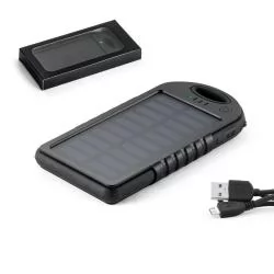 Bateria portátil solar em ABS com painel solar e LED 2.000 mAh Personalizada Bateria portátil solar em ABS com painel solar e LED 2.000 mAh Personalizada