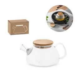 Bule de vidro borossilicato com tampa em bambu 750 mL Personalizado Bule de vidro borossilicato com tampa em bambu 750 mL Personalizado