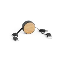 Cabo retrátil 5 em 1 em ABS e bambu Personalizado Cabo retrátil 5 em 1 em ABS e bambu Personalizado