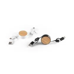 Cabo retrátil 5 em 1 em ABS e bambu Personalizado Cabo retrátil 5 em 1 em ABS e bambu Personalizado