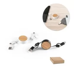 Cabo retrátil 5 em 1 em ABS e bambu Personalizado Cabo retrátil 5 em 1 em ABS e bambu Personalizado