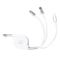 Cabo USB Retrátil 3 em 1 Personalizado Cabo USB Retrátil 3 em 1 Personalizado