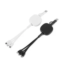 Cabo USB Retrátil 3 em 1 Personalizado Cabo USB Retrátil 3 em 1 Personalizado