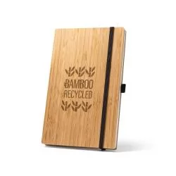Caderneta A5 de capa e contracapa em placa de bambu Personalizada Caderneta A5 de capa e contracapa em placa de bambu Personalizada