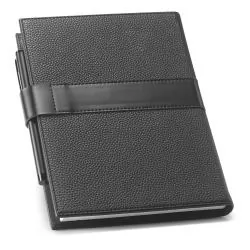 Caderneta A5 em Couro Sintético e Folhas Pautadas Personalizada Caderneta A5 em Couro Sintético e Folhas Pautadas Personalizada
