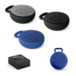 Caixa de som com microfone em ABS e tecido em poliéster Personalizada Caixa de som com microfone em ABS e tecido em poliéster Personalizada