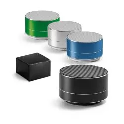 Caixa de som com microfone em alumínio Personalizada