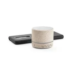 Caixa de som em fibra de palha de trigo e ABS 100% reciclado Personalizada Caixa de som em fibra de palha de trigo e ABS 100% reciclado Personalizada