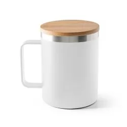 Caneca em aço inox (90% reciclado) com tampa em bambu 420 mL Personalizada Caneca em aço inox (90% reciclado) com tampa em bambu 420 mL Personalizada