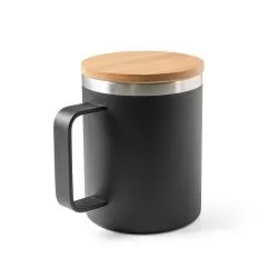 Caneca em aço inox (90% reciclado) com tampa em bambu 420 mL Personalizada Caneca em aço inox (90% reciclado) com tampa em bambu 420 mL Personalizada