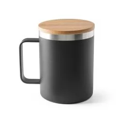 Caneca em aço inox (90% reciclado) com tampa em bambu 420 mL Personalizada Caneca em aço inox (90% reciclado) com tampa em bambu 420 mL Personalizada