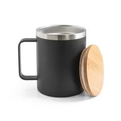 Caneca em aço inox (90% reciclado) com tampa em bambu 420 mL Personalizada Caneca em aço inox (90% reciclado) com tampa em bambu 420 mL Personalizada