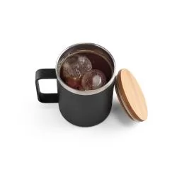 Caneca em aço inox (90% reciclado) com tampa em bambu 420 mL Personalizada Caneca em aço inox (90% reciclado) com tampa em bambu 420 mL Personalizada