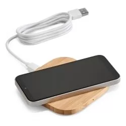 Carregador wireless em bambu 15W Personalizado Carregador wireless em bambu 15W Personalizado