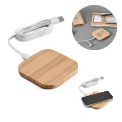 Carregador wireless em bambu 15W Personalizado Carregador wireless em bambu 15W Personalizado