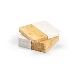 Conjunto de 4 porta copos em mármore e bambu Personalizado Conjunto de 4 porta copos em mármore e bambu Personalizado