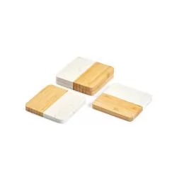 Conjunto de 4 porta copos em mármore e bambu Personalizado Conjunto de 4 porta copos em mármore e bambu Personalizado