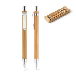 Conjunto de esferográfica e lapiseira em Bambu Personalizado Conjunto de esferográfica e lapiseira em Bambu Personalizado