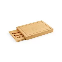 Conjunto de tábuas em bambu com 3 facas Personalizado Conjunto de tábuas em bambu com 3 facas Personalizado
