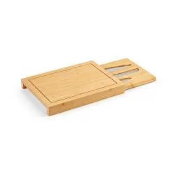 Conjunto de tábuas em bambu com 3 facas Personalizado Conjunto de tábuas em bambu com 3 facas Personalizado