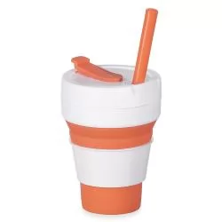 Copo de Silicone Retrátil com Canudo Personalizado Copo de Silicone Retrátil com Canudo Personalizado