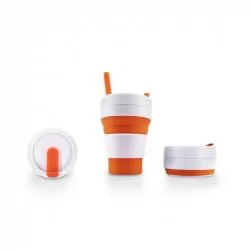 Copo de Silicone Retrátil com Canudo Personalizado Copo de Silicone Retrátil com Canudo Personalizado