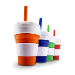Copo de Silicone Retrátil com Canudo Personalizado Copo de Silicone Retrátil com Canudo Personalizado