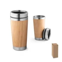 Copo de viagem em bambu e aço inox 500 mL Personalizado Copo de viagem em bambu e aço inox 500 mL Personalizado