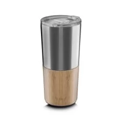 Copo em aço inox e base de bambu de 550ml Personalizado Copo em aço inox e base de bambu de 550ml Personalizado