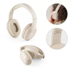 Fones de ouvido wireless dobráveis em fibra de palha de trigo e ABS Personalizados Fones de ouvido wireless dobráveis em fibra de palha de trigo e ABS Personalizados