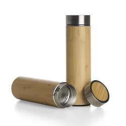 Garrafa Bambu Parede Dupla 500 ml com Infusor Personalizada Garrafa Bambu Parede Dupla 500 ml com Infusor Personalizada
