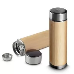 Garrafa Térmica em Bambu 300ml com LED Personalizada Garrafa Térmica em Bambu 300ml com LED Personalizada