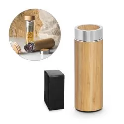 Garrafa térmica em Bambu 430ml Personalizada Garrafa térmica em Bambu 430ml Personalizada