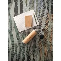 Garrafa térmico em aço inox reciclado e bambu com termómetro digital 430 mL Personalizada Garrafa térmico em aço inox reciclado e bambu com termómetro digital 430 mL Personalizada