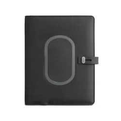 Pasta A5 em 300D rPET com carregador wireless embutido Personalizada Pasta A5 em 300D rPET com carregador wireless embutido Personalizada