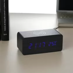Relógio de Madeira com Carregamento por Indução Personalizado Relógio de Madeira com Carregamento por Indução Personalizado